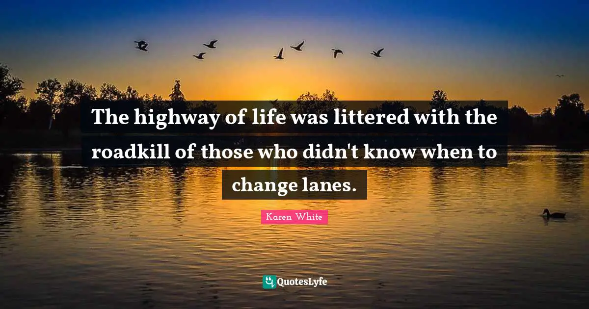 The highway of life was littered with the roadkill of those who didn't know when to change lanes.