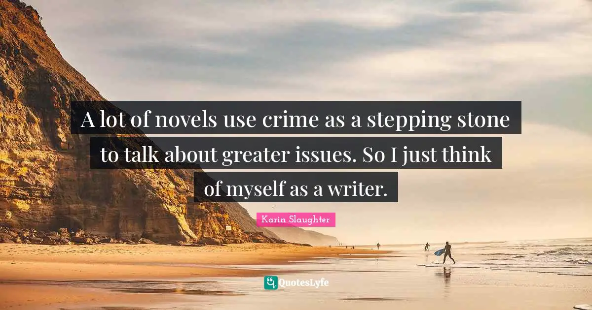A lot of novels use crime as a stepping stone to talk about greater issues. So I just think of myself as a writer.