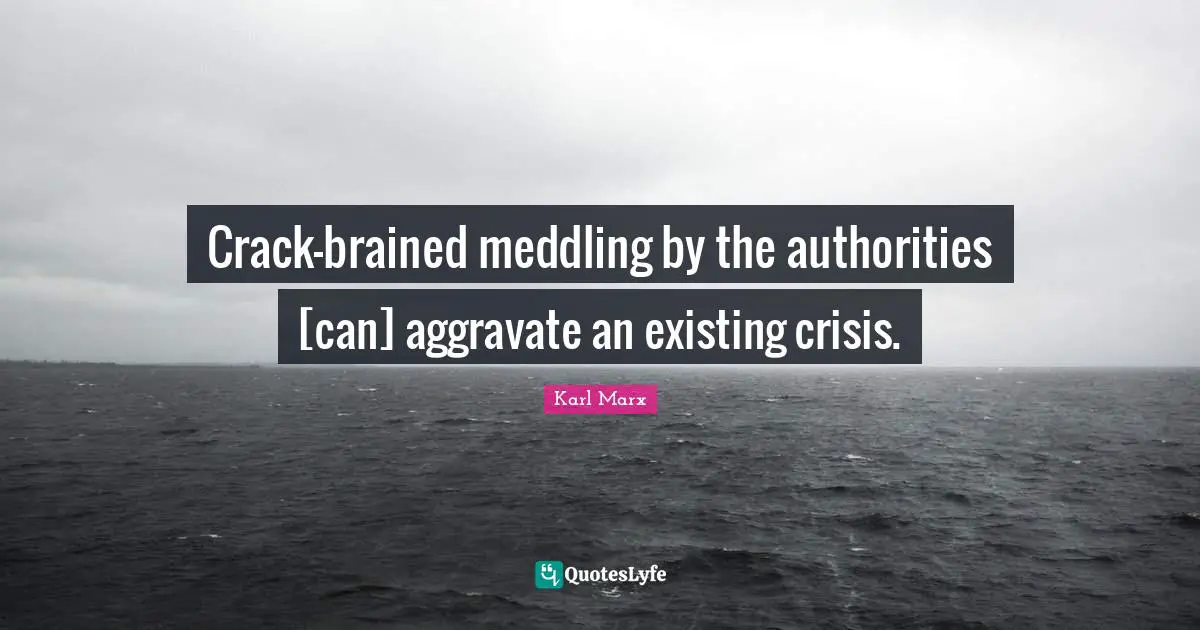 Crack-brained meddling by the authorities [can] aggravate an existing crisis.