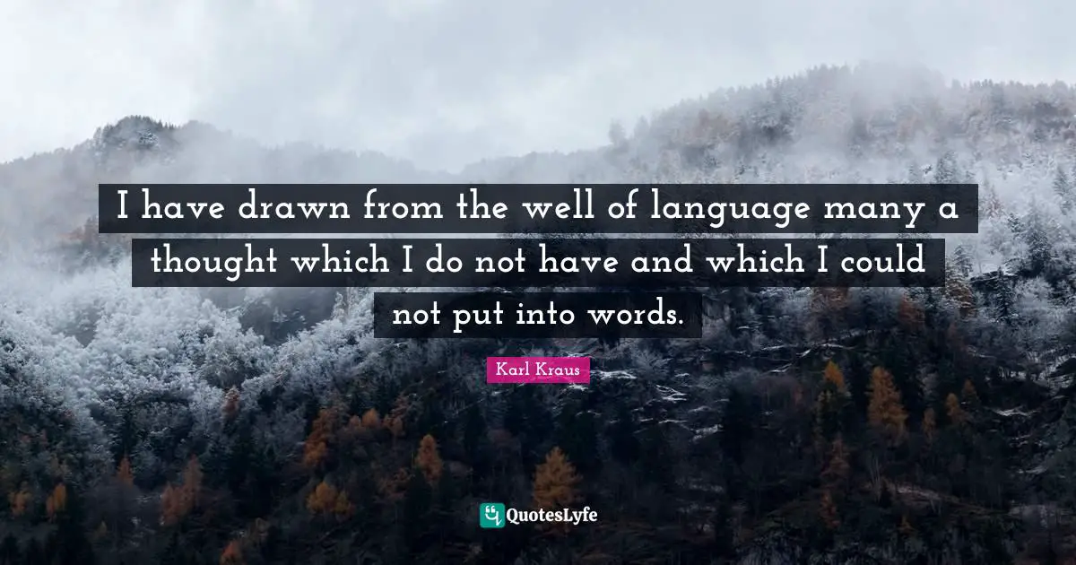 I have drawn from the well of language many a thought which I do not have and which I could not put into words.