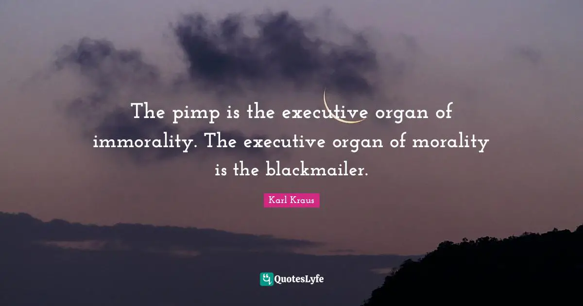 The pimp is the executive organ of immorality. The executive organ of morality is the blackmailer.
