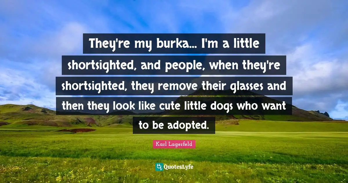 They're my burka... I'm a little shortsighted, and people, when they're shortsighted, they remove their glasses and then they look like cute little dogs who want to be adopted.