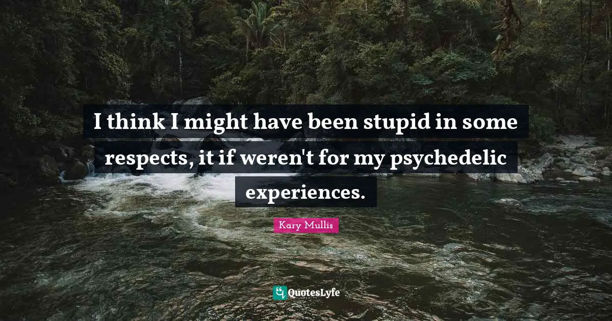 I think I might have been stupid in some respects, it if weren't for my psychedelic experiences.