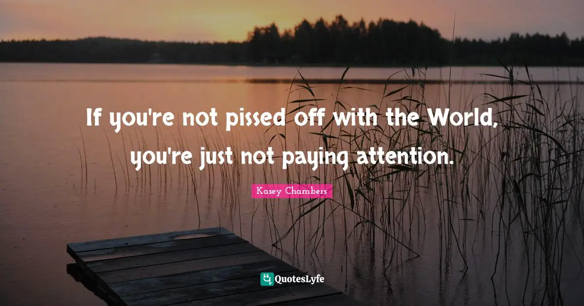 Pissed Off Quotes: "If you're not pissed off with the World, you're just not paying attention."