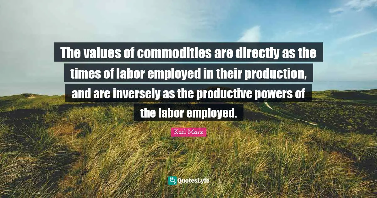 The values of commodities are directly as the times of labor employed in their production, and are inversely as the productive powers of the labor employed.