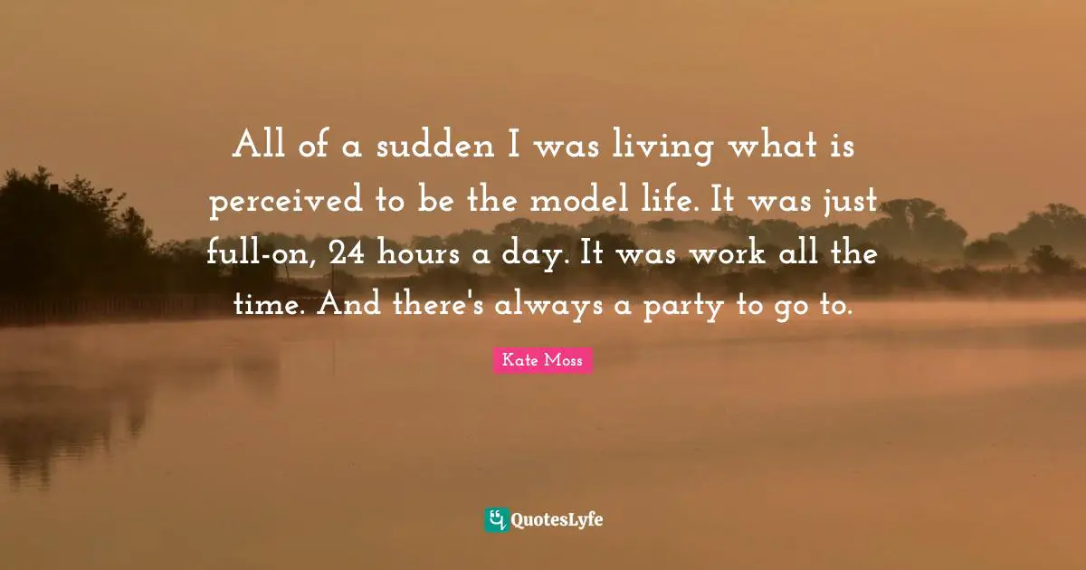 All of a sudden I was living what is perceived to be the model life. It was just full-on, 24 hours a day. It was work all the time. And there's always a party to go to.