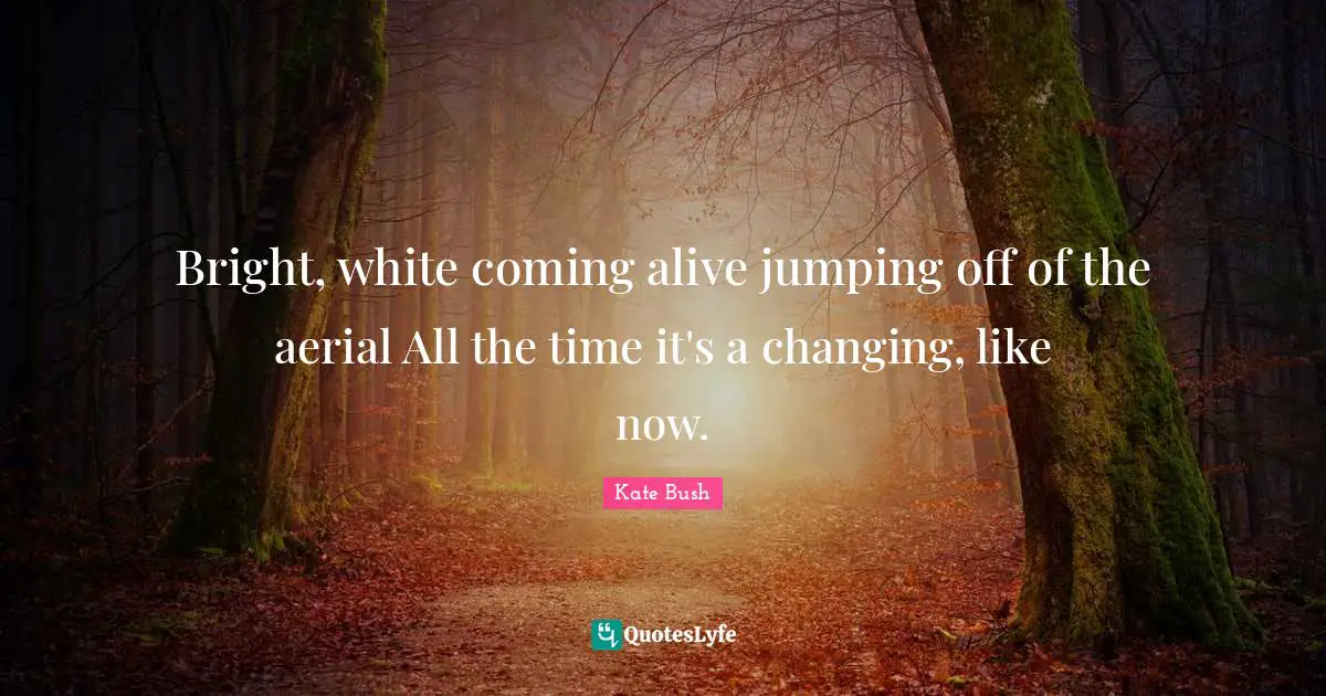 Bright, white coming alive jumping off of the aerial All the time it's a changing, like now.