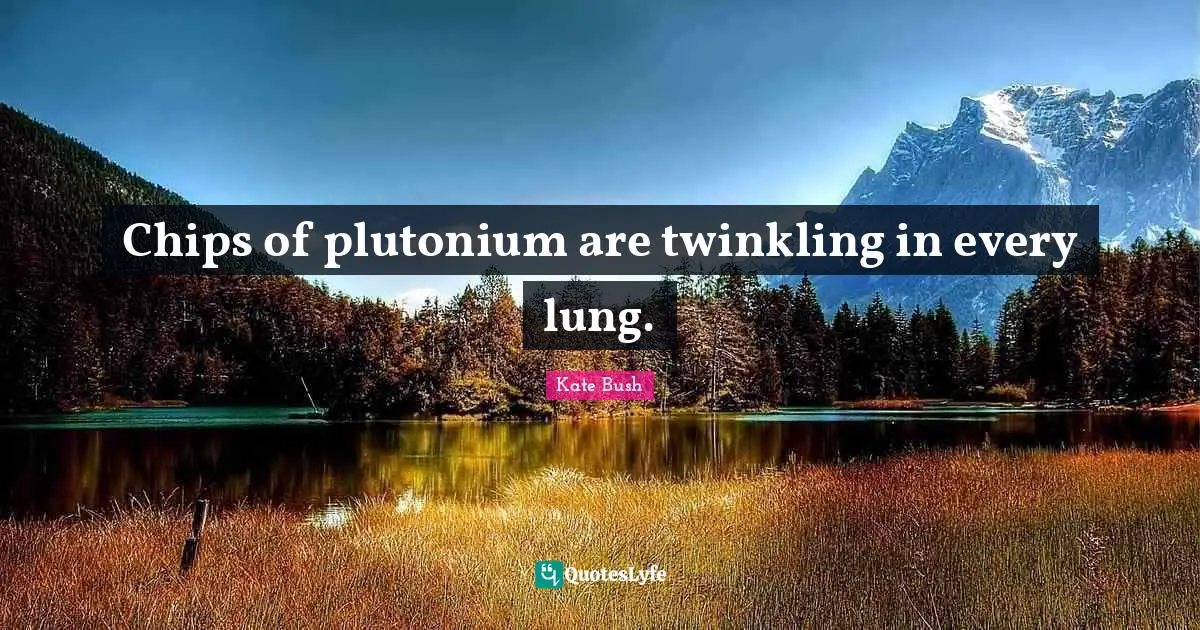 Chips of plutonium are twinkling in every lung.