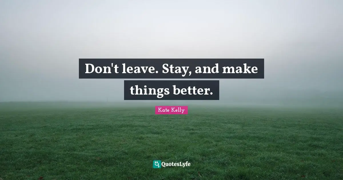 Don't leave. Stay, and make things better.