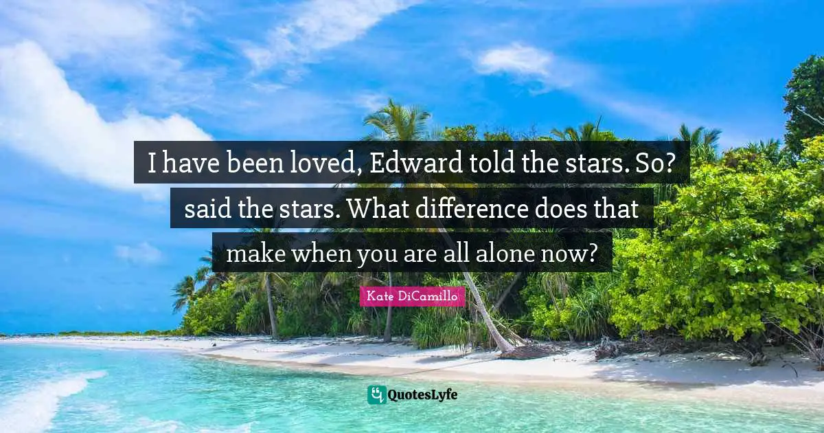 I have been loved, Edward told the stars. So? said the stars. What difference does that make when you are all alone now?