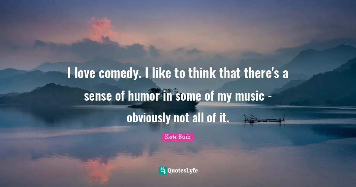 I love comedy. I like to think that there's a sense of humor in some of my music - obviously not all of it.