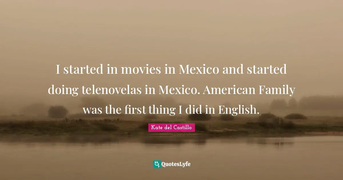 Kate Del Castillo Quotes: "I started in movies in Mexico and started doing telenovelas in Mexico. American Family was the first thing I did in English."