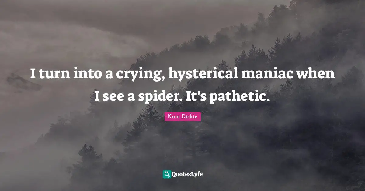 I turn into a crying, hysterical maniac when I see a spider. It's pathetic.