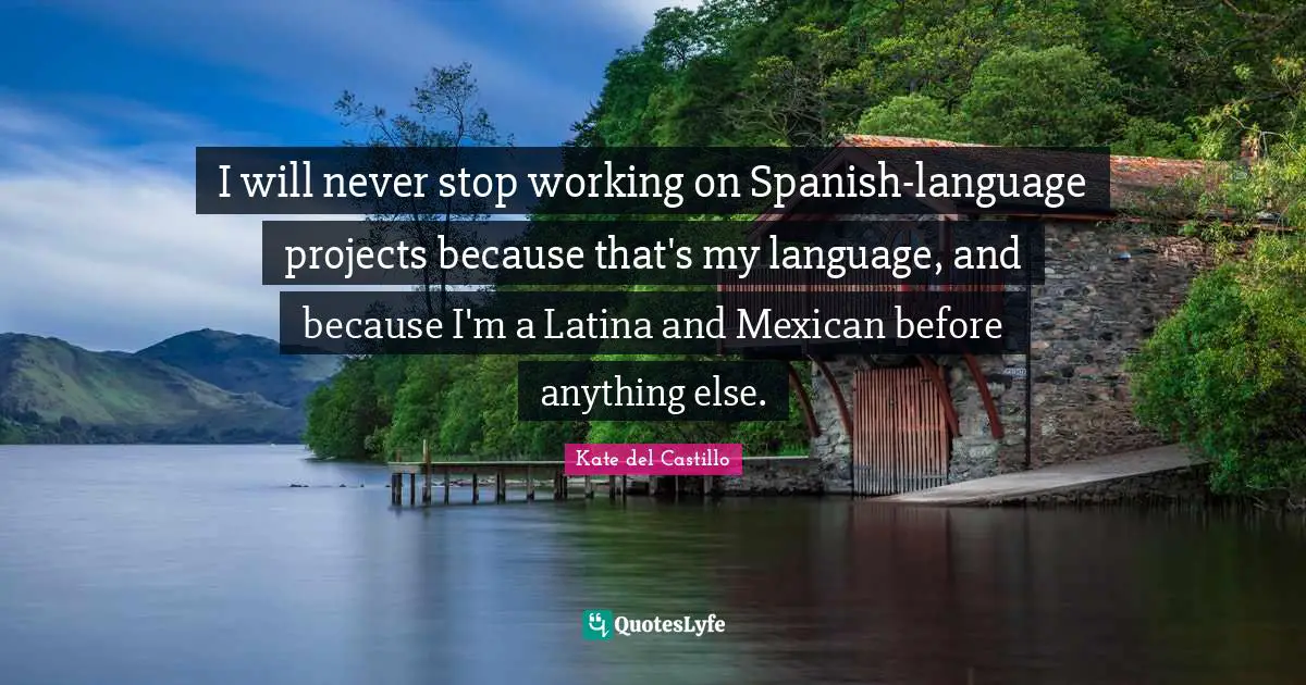 I will never stop working on Spanish-language projects because that's my language, and because I'm a Latina and Mexican before anything else.