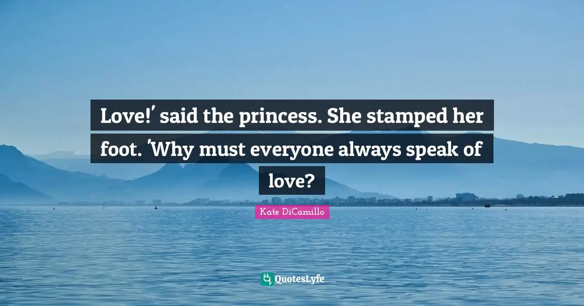 Love!' said the princess. She stamped her foot. 'Why must everyone always speak of love?