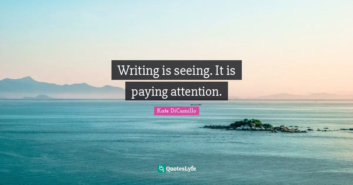 Writing is seeing. It is paying attention.