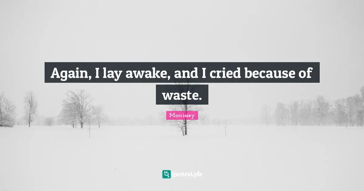 Again, I lay awake, and I cried because of waste.