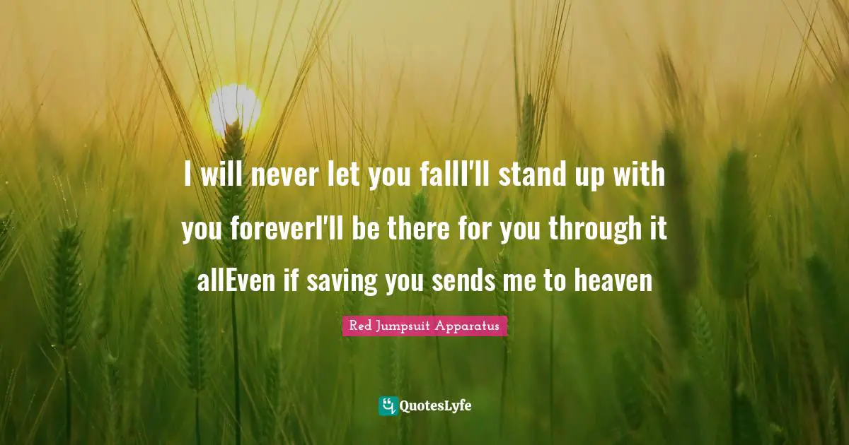 I will never let you fallI'll stand up with you foreverI'll be there for you through it allEven if saving you sends me to heaven