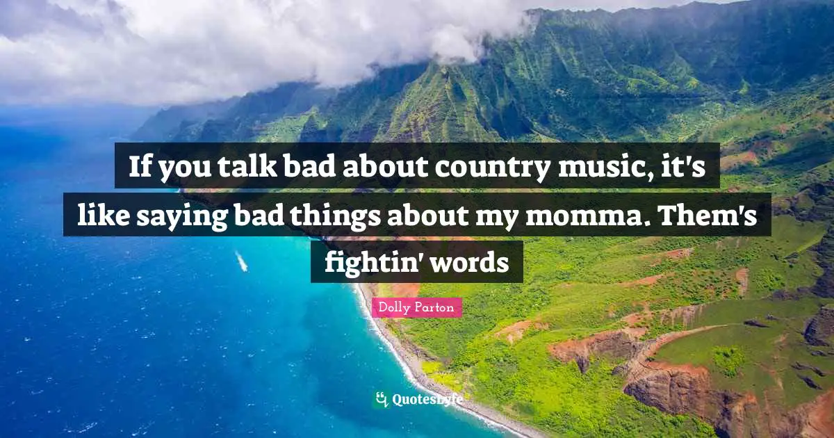 If you talk bad about country music, it's like saying bad things about my momma. Them's fightin' words