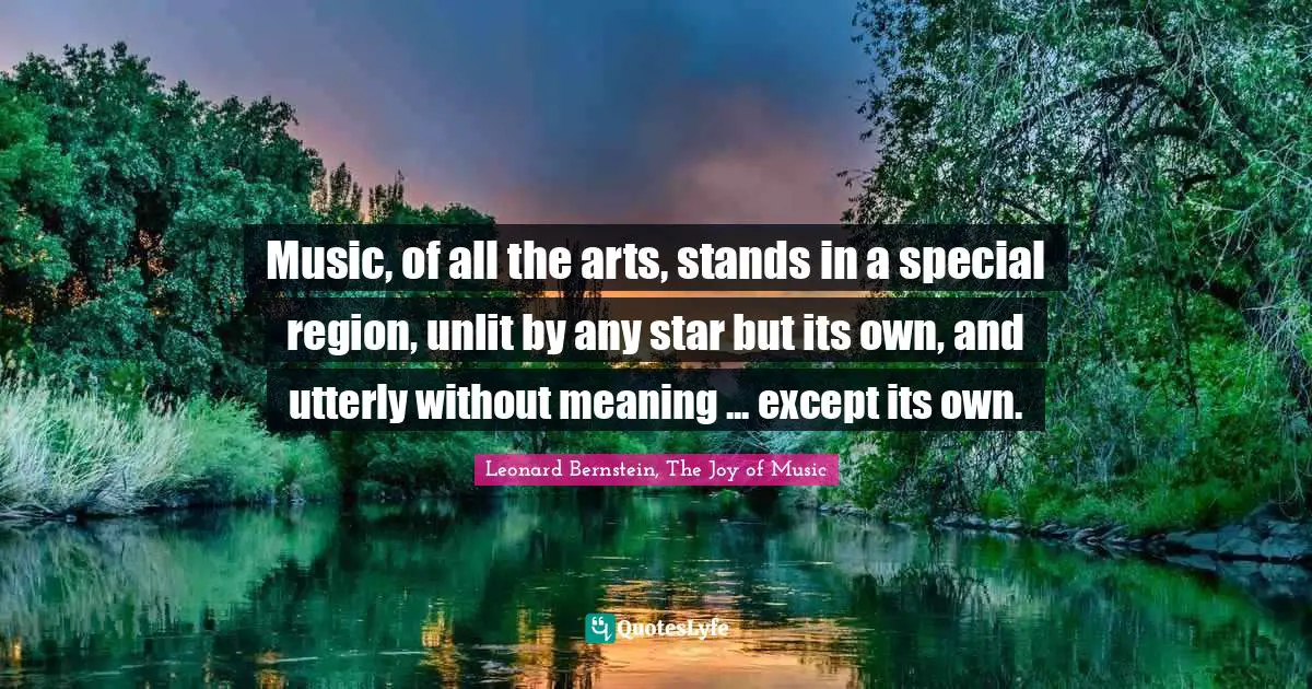 Music, of all the arts, stands in a special region, unlit by any star but its own, and utterly without meaning ... except its own.