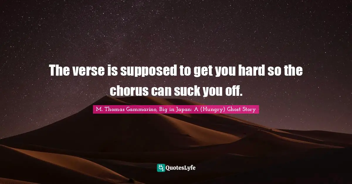 The verse is supposed to get you hard so the chorus can suck you off.