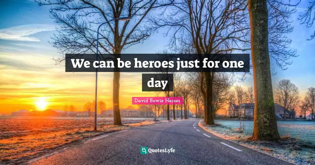 We can be heroes just for one day