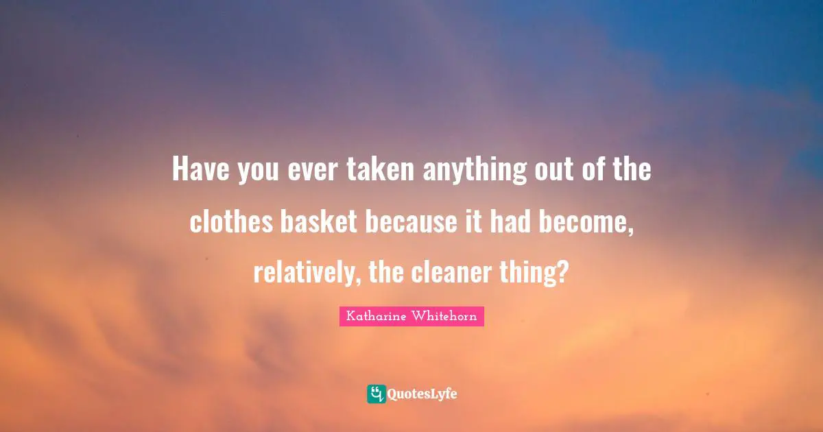 Have you ever taken anything out of the clothes basket because it had become, relatively, the cleaner thing?