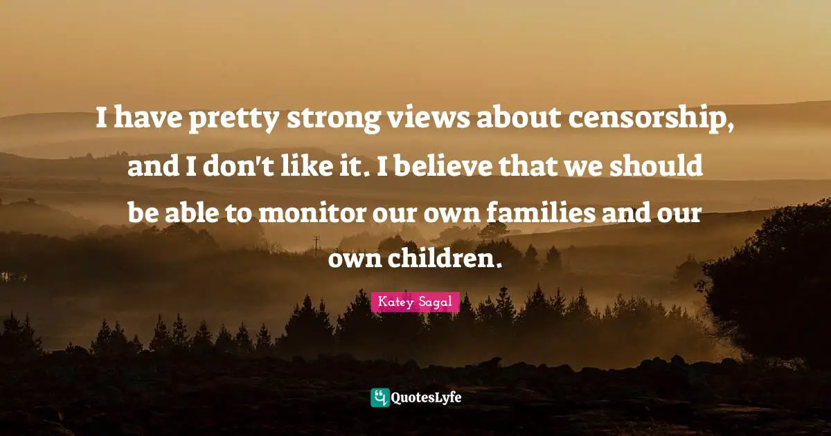 I have pretty strong views about censorship, and I don't like it. I believe that we should be able to monitor our own families and our own children.