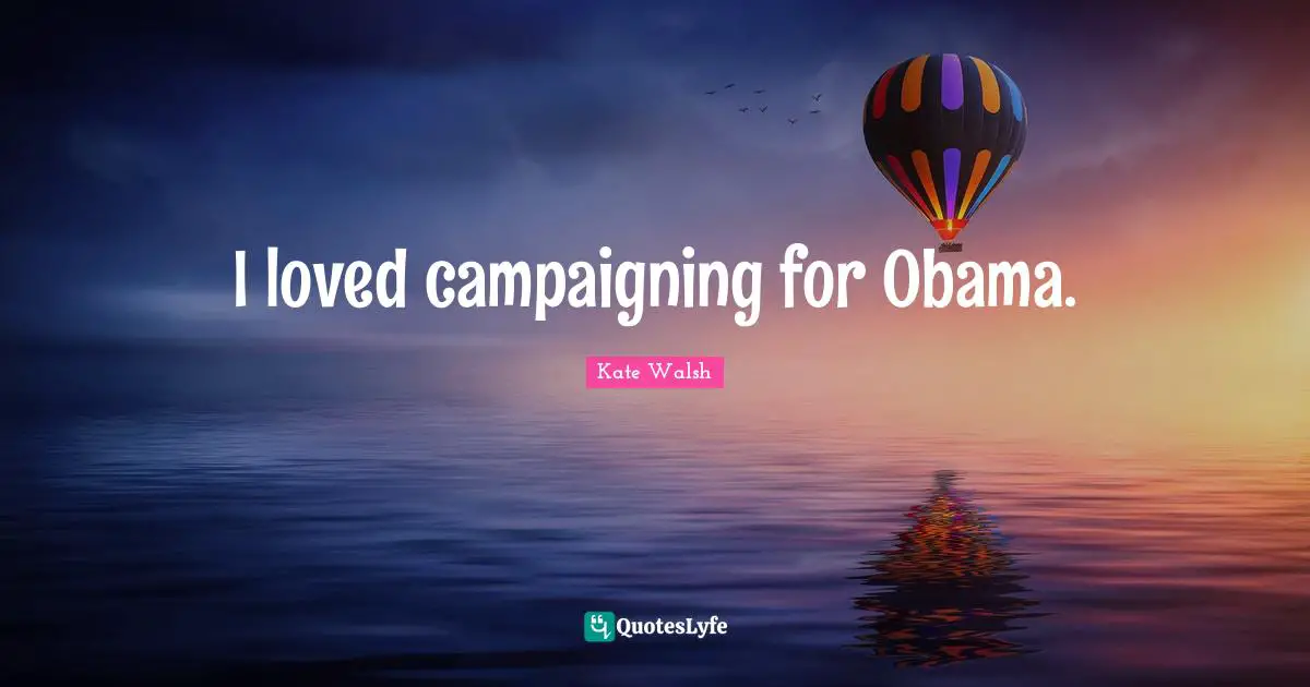 I loved campaigning for Obama.