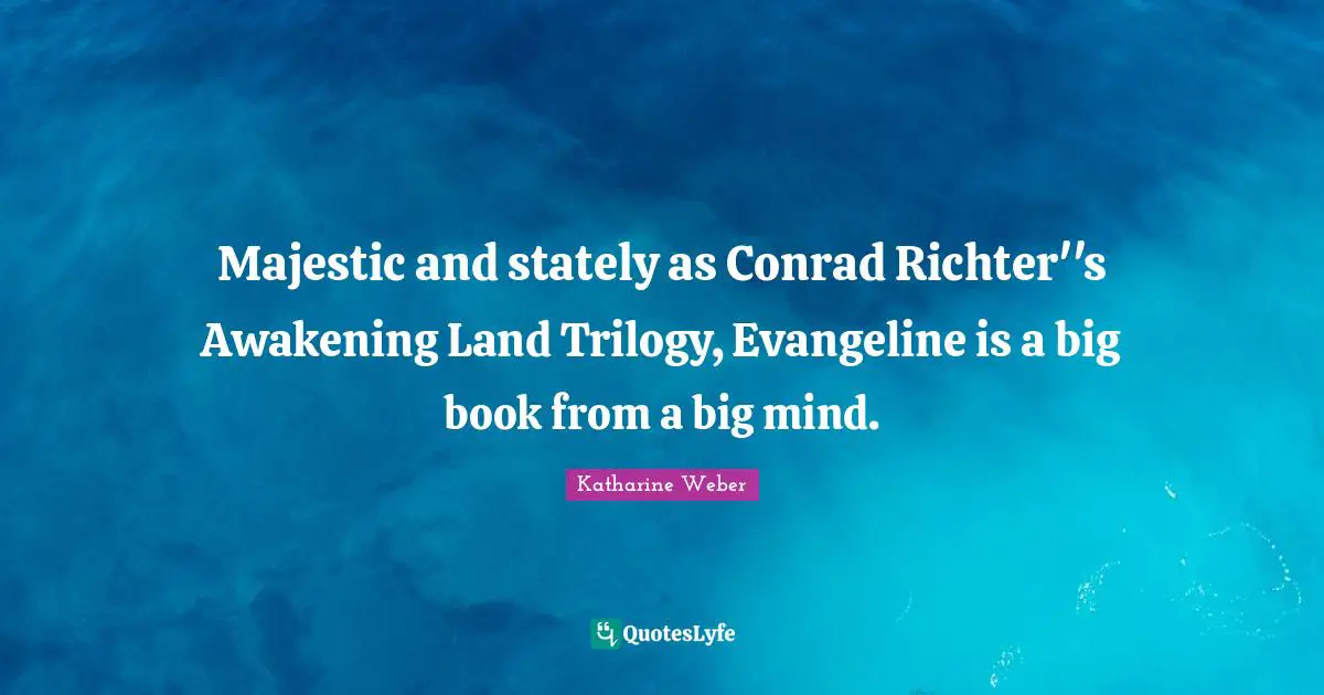 Majestic and stately as Conrad Richter''s Awakening Land Trilogy, Evangeline is a big book from a big mind.
