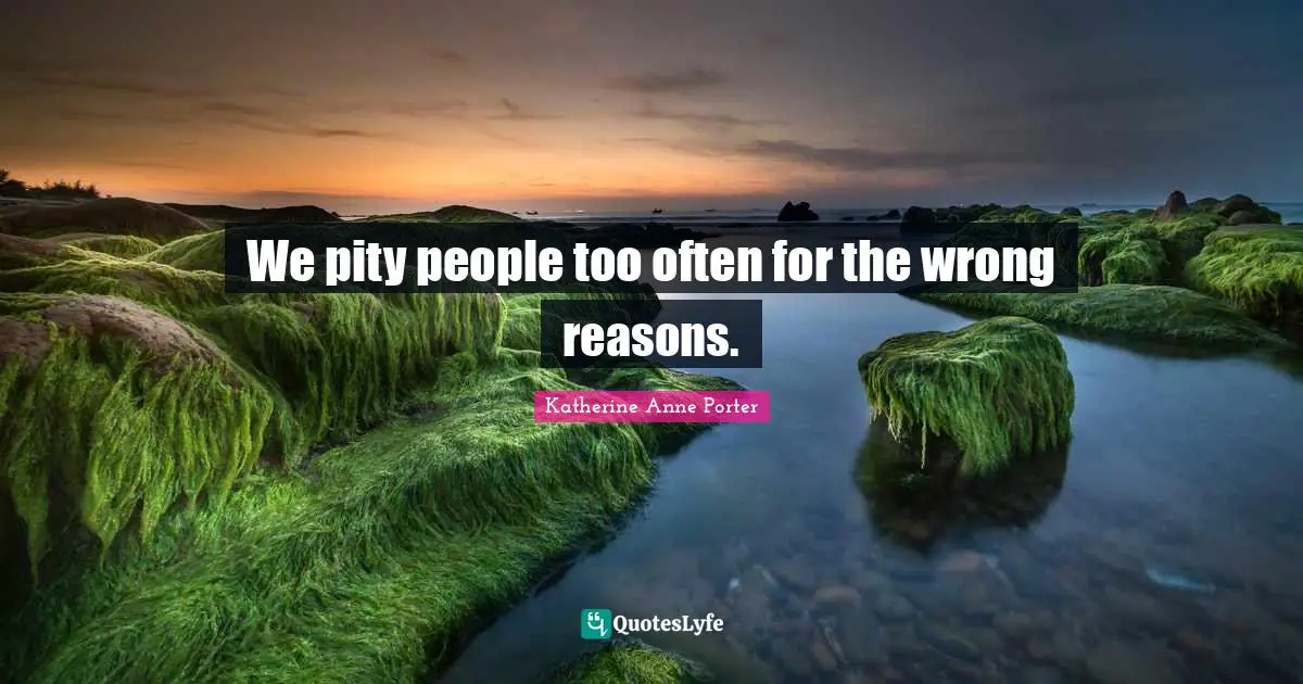 No Reasons Quotes: "We pity people too often for the wrong reasons."