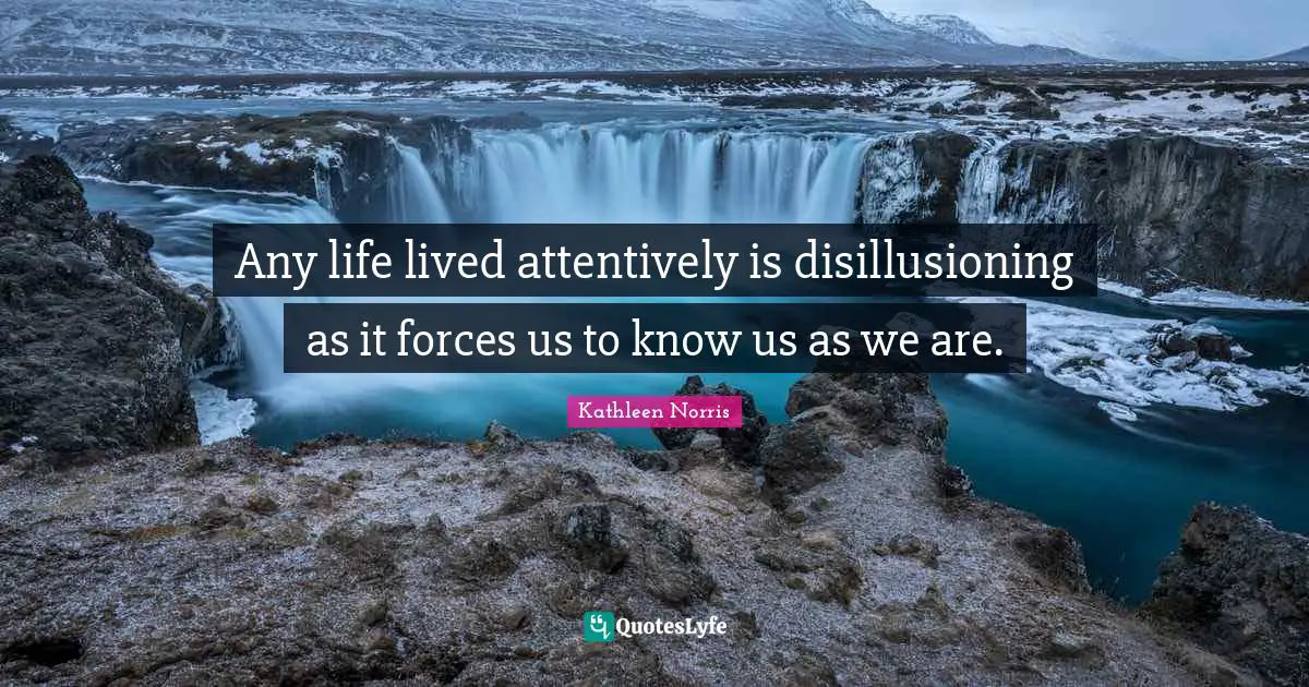Kathleen Norris Quotes: "Any life lived attentively is disillusioning as it forces us to know us as we are."