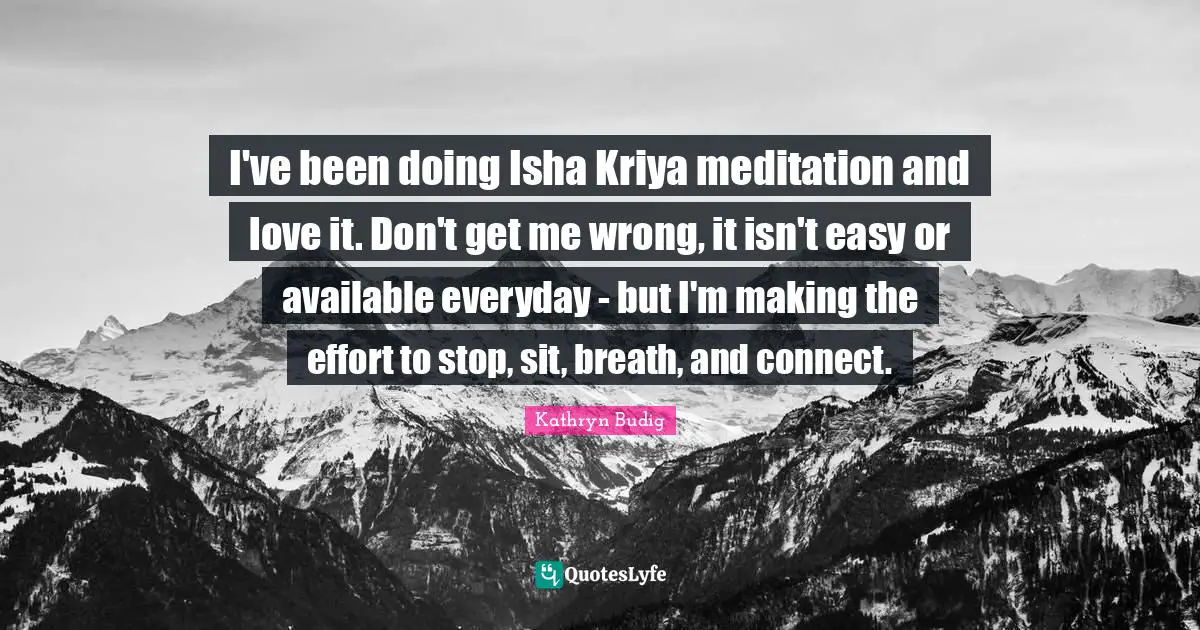 I've been doing Isha Kriya meditation and love it. Don't get me wrong, it isn't easy or available everyday - but I'm making the effort to stop, sit, breath, and connect.