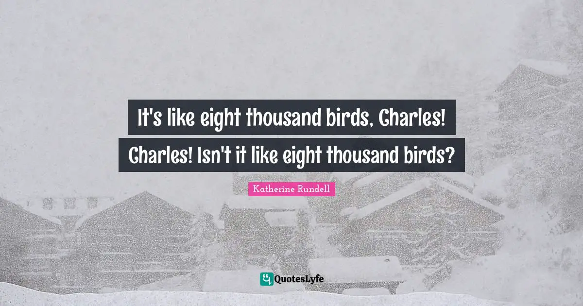 It's like eight thousand birds, Charles! Charles! Isn't it like eight thousand birds?