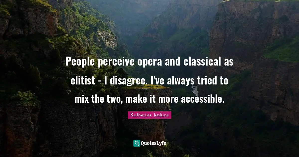 People perceive opera and classical as elitist - I disagree. I've always tried to mix the two, make it more accessible.