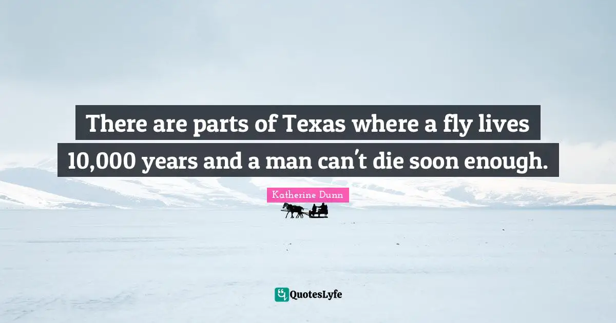 There are parts of Texas where a fly lives 10,000 years and a man can't die soon enough.