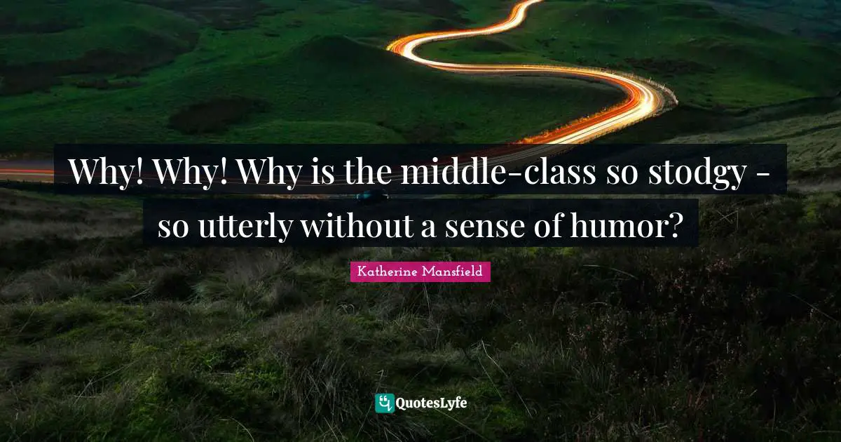Why! Why! Why is the middle-class so stodgy - so utterly without a sense of humor?