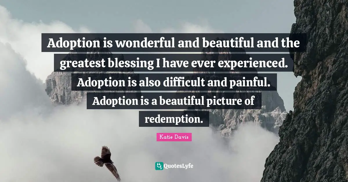 Adoption is wonderful and beautiful and the greatest blessing I have ever experienced. Adoption is also difficult and painful. Adoption is a beautiful picture of redemption.