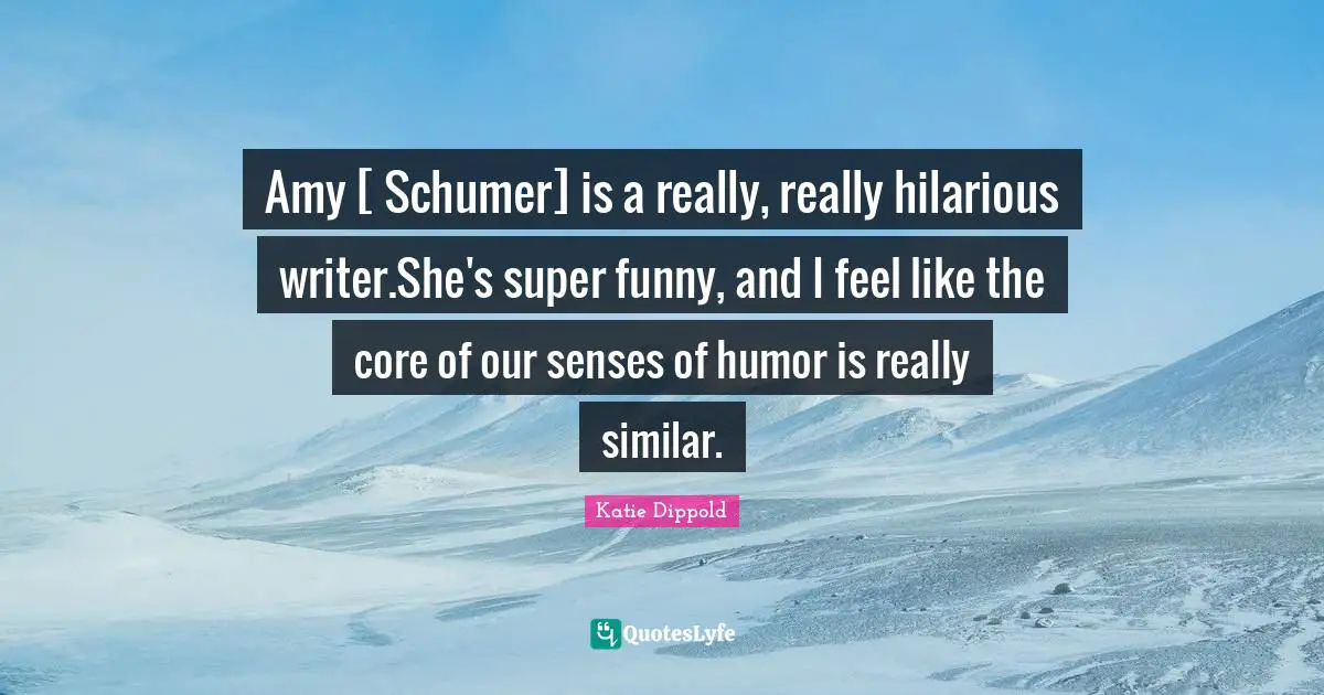 Katie Dippold Quotes: "Amy [ Schumer] is a really, really hilarious writer.She's super funny, and I feel like the core of our senses of humor is really similar."