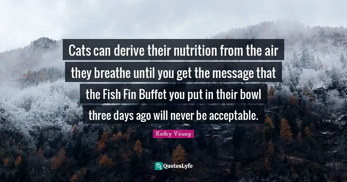 Cats can derive their nutrition from the air they breathe until you get the message that the Fish Fin Buffet you put in their bowl three days ago will never be acceptable.