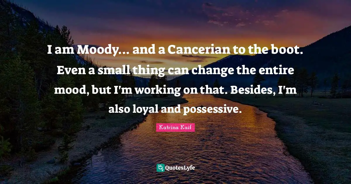 I am Moody... and a Cancerian to the boot. Even a small thing can change the entire mood, but I'm working on that. Besides, I'm also loyal and possessive.