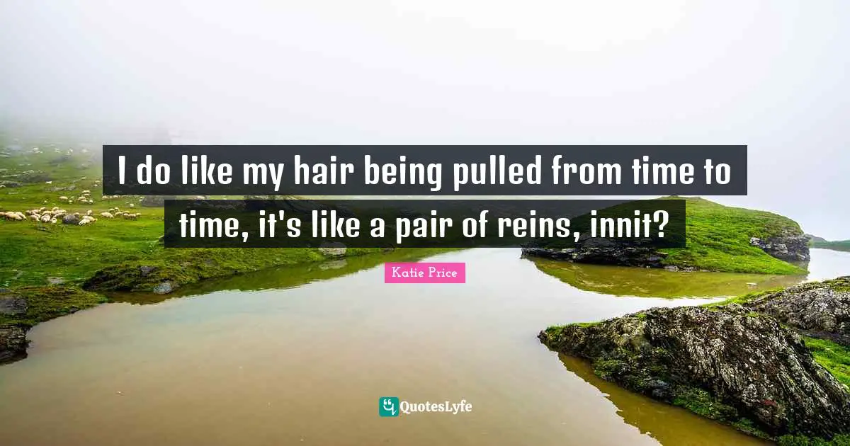 Katie Price Quotes: "I do like my hair being pulled from time to time, it's like a pair of reins, innit?"
