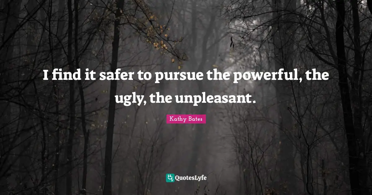I find it safer to pursue the powerful, the ugly, the unpleasant.