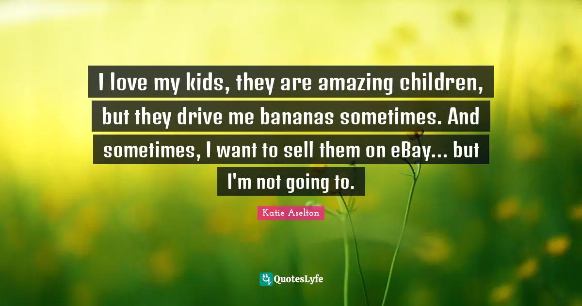I love my kids, they are amazing children, but they drive me bananas sometimes. And sometimes, I want to sell them on eBay... but I'm not going to.