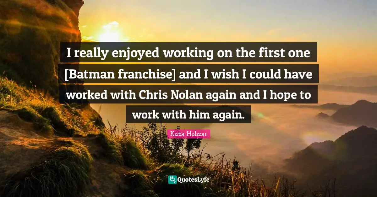 I really enjoyed working on the first one [Batman franchise] and I wish I could have worked with Chris Nolan again and I hope to work with him again.