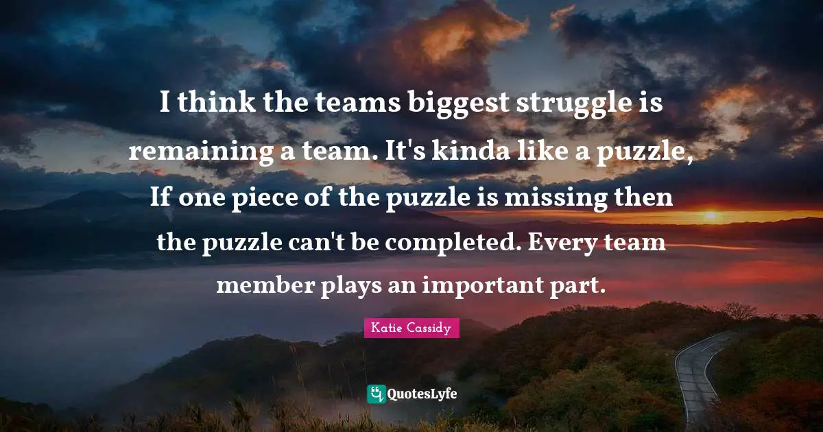 I think the teams biggest struggle is remaining a team. It's kinda like a puzzle, If one piece of the puzzle is missing then the puzzle can't be completed. Every team member plays an important part.
