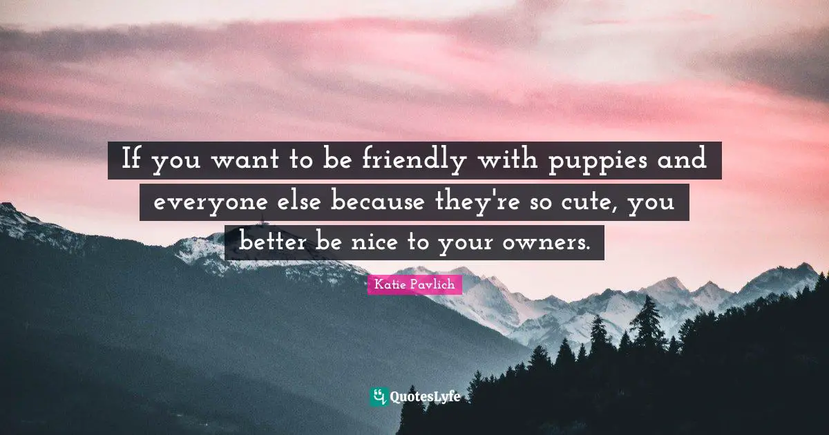 If you want to be friendly with puppies and everyone else because they're so cute, you better be nice to your owners.