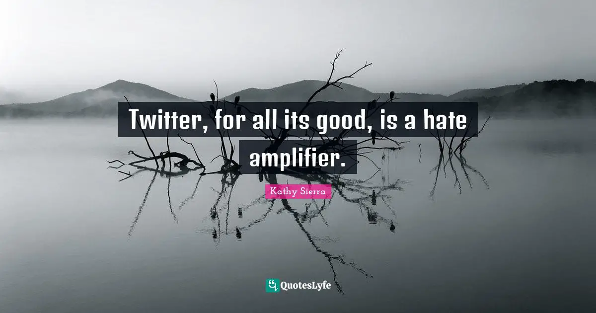 Amplifiers Quotes: "Twitter, for all its good, is a hate amplifier."