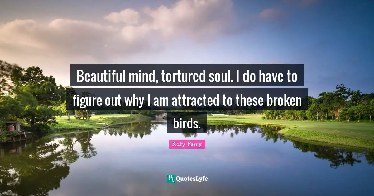 Beautiful mind, tortured soul. I do have to figure out why I am attracted to these broken birds.