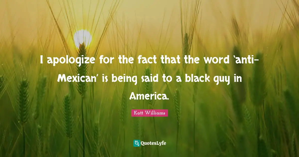 I apologize for the fact that the word ‘anti-Mexican’ is being said to a black guy in America.